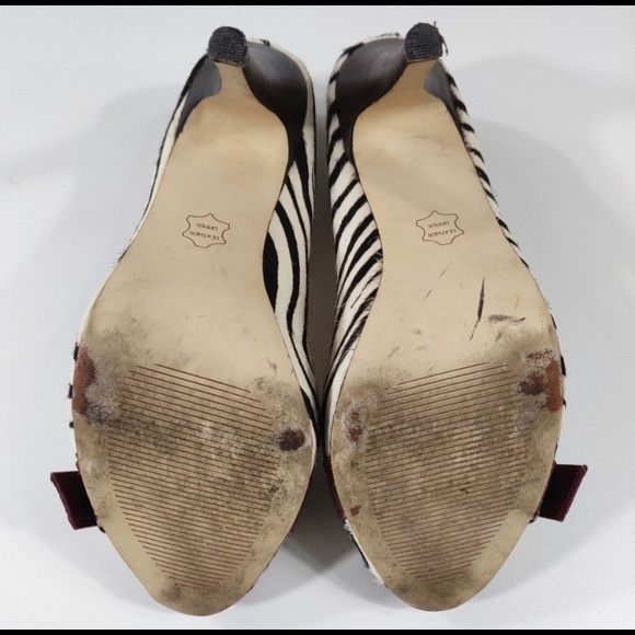 Steve Madden Zebra Calf Hair Peep Toe Heels - Picture 5 of 6